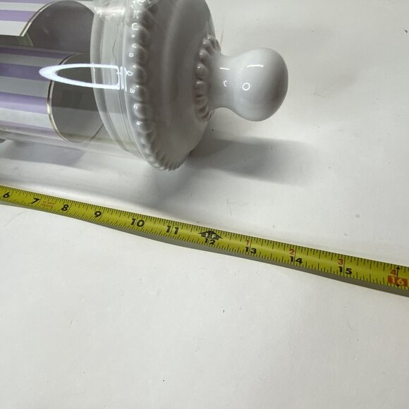 Ceramic Glass Apothecary Candy Cookie  Jar With Lid & Decorative Trim - Picture 4 of 4